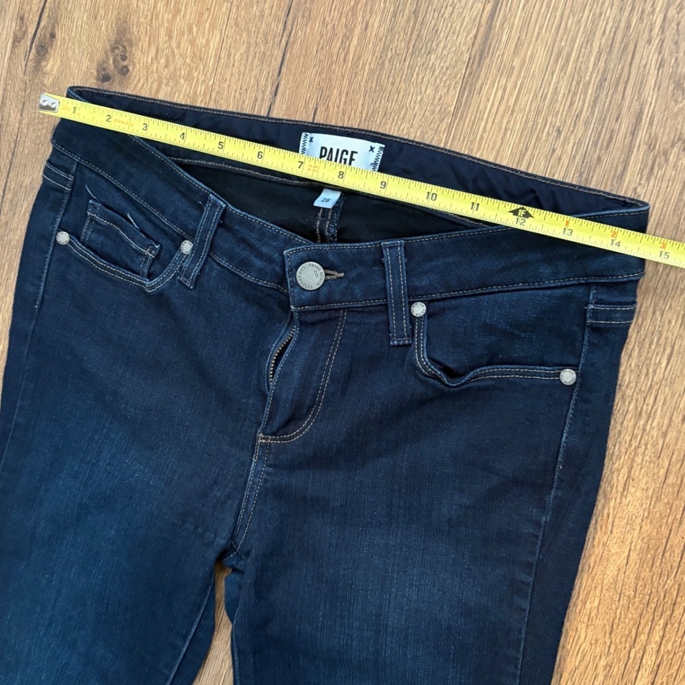 Paige Skyline Skinny Jeans Womens 28 Dark Indigo Blue Mid Rise Made in USA - Picture 3 of 10